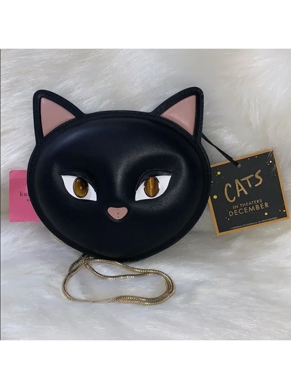 Kate Spade Black Cat Leather Crossbody Bag Novelty Purse Cute Kawaii Coquette